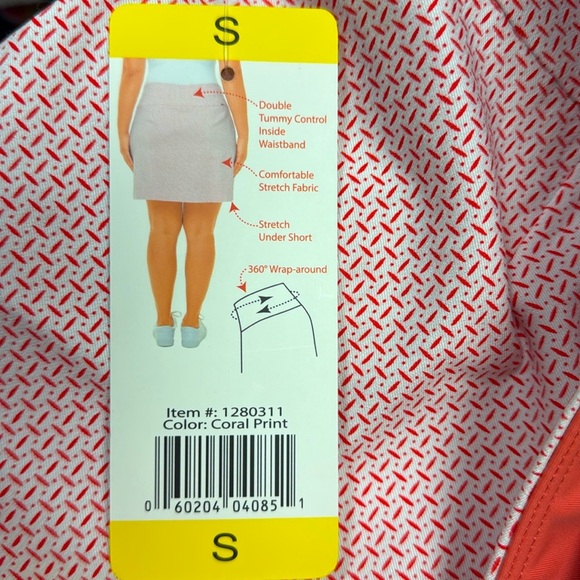 S.C. & C0. Tummy Control Skort Small Coral Print Pockets New With Tags - Picture 9 of 13